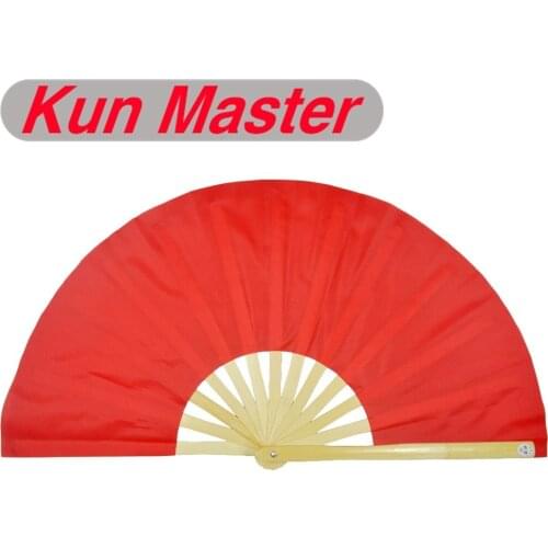 34cm Kun Master Bamboo Chinese Tai Chi Kung Fu Folding Fan Red