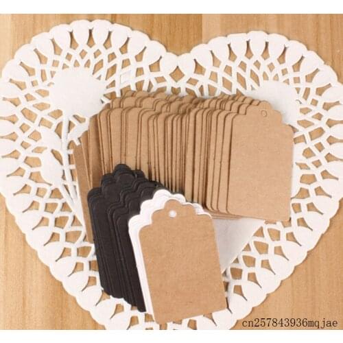 5000pcs Scallop Kraft Blank Hang Tag Kraft Paper Tags Gift Tag Table Number Cards Brown White Black Colors