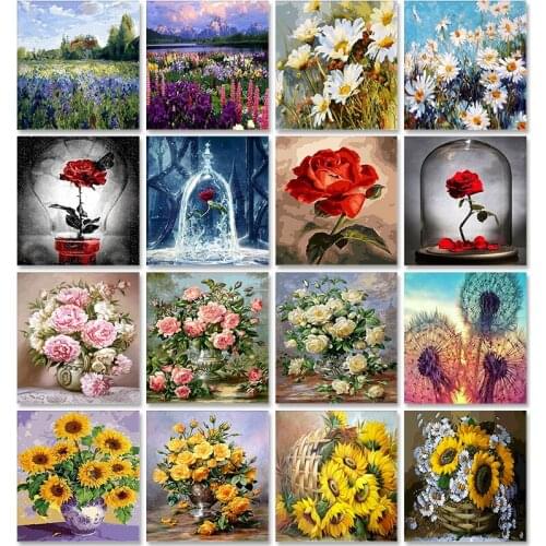 5D DIY Flower Picture Diamond Painting Full Square Diamond Embroidery Mosaic Rhinestone Home Decor Gift