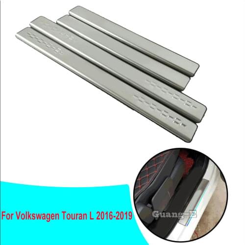 Car Stainless Steel Pedal Door Scuff Plate Threshold Stick External Outside 4pcs For VW Volkswagen Touran L 2016 2017 2018 2019