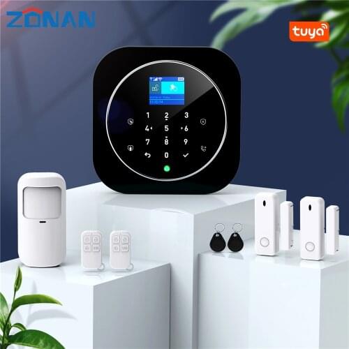Wireless Home Burglar Alarm Tuya Wifi GSM Security Alarm System APP Remote Control Touch Keyboard Compatible Alexa & Google