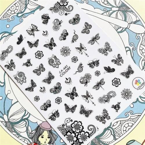 CA-482 CA-485 Sketch flower and butterfly decoration 3D Back glue Nail Art Stickers Decals Sliders Nail ornament decoration