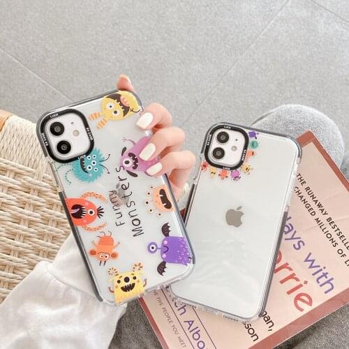 Cartoon Monster Phone Case For iphone 12 Mini Pro Max 11 SE2020 7 8 Plus X XR XS Soft Silicone Fashion Transparent Clear Cover