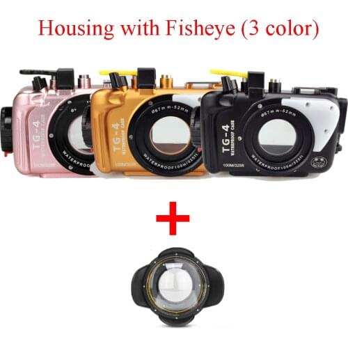 Seafrogs 100m/325ft Underwater Diving Camera case Waterproof Housing Aluminum Case for OLYMPUS TG4 w/ Fisheye,3 colors