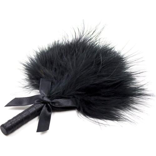 Candiway Black Sexy Role Play Soft Feather Spanking Portable Short Rod Erotic Fetish Flirting Sex Toys For Couples