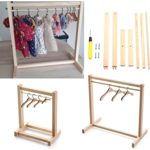 Doll Wooden Clothes Rack Garment Organizer Hangers for Dolls Scarf Handbag Clothes Clothes Hangers DIY Dollhouse Accessories