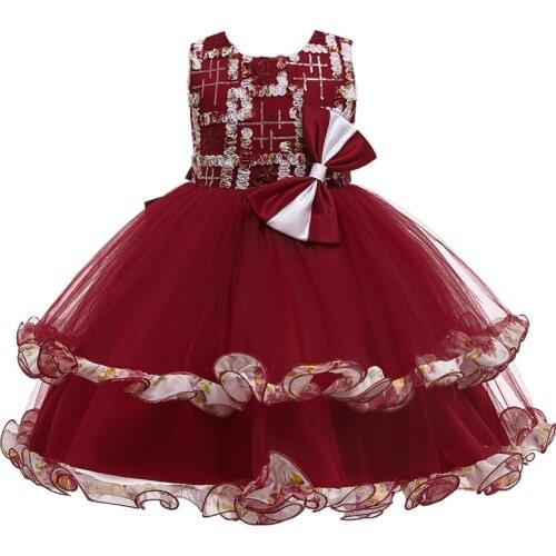 Kids Dress For Girls Christmas Wedding Party Dresses Lace Flower Girl Birthday Pageant Formal Gown Coutme Children Clothes 3-10Y