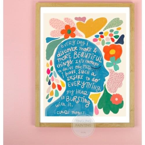 Claude Monet Quote Print,Creativity Inspirational Wall Art for Office, Colorful Artwork, Whimsical Home Decor, Gift for Artist