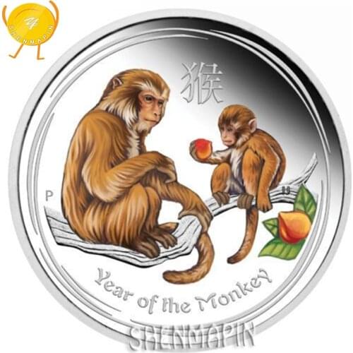 Year of the Monkey Commemorative Coin China Mascot Clever Monkey 999 Silver Chinese Culture Coins Collectibles Challenge Coin
