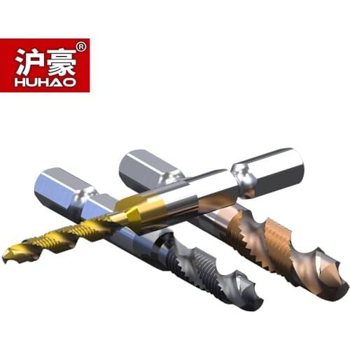 HUHAO Drill Bits Drilling Thin Stainless Steel Metal Aluminum CNC Tools Milling Cutter Through Hole Hex Handle M3 M5 M10 Tap Set