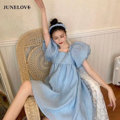JuneLove New Summer Kawali Lolita Dress Women Japanese Lolita Sweet Puff Sleeve Designer Fairy Dress Casual Party Holiday Dress