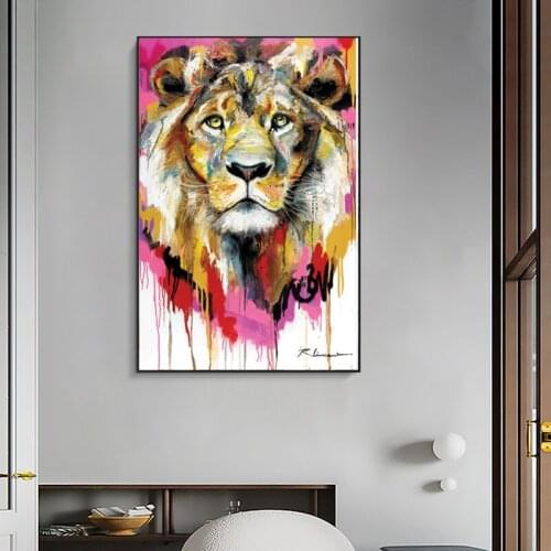 Wild Lion Graffiti Art Posters and Prints on The Wall Art Canvas Painting Animal Decorative Picture for Living Room Decor