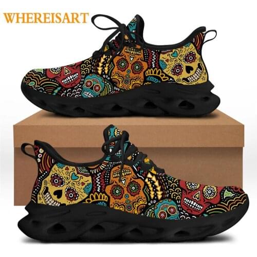 WHEREISART Classic Skull Shoes Mens Casual Sport Sneaker Durable Non-slip Fashion Lace-up Vulcanized Shoes for Teen Boys