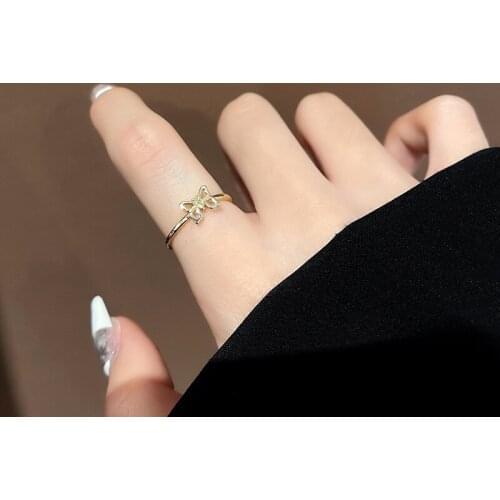 Korean Trendy Hollow Bowknot Rings for Women Fashion Opening Adjustable Ring Female Elegant Jewelry Delicate Gift To Best Friend