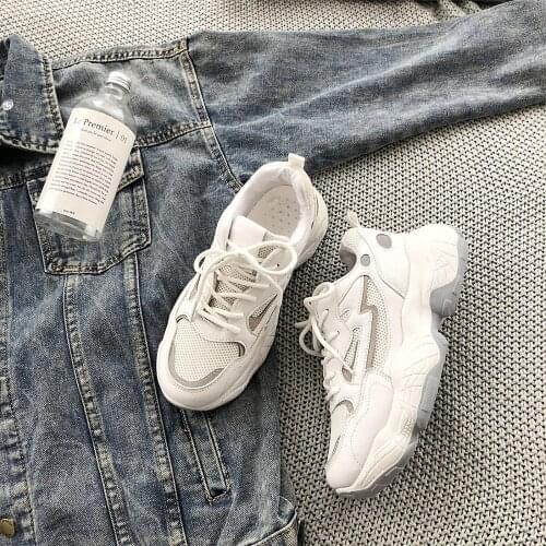 PUPUDA Fashion Sport Sneakers Women New White Sneakers Women Casual Shoes Platform Shoes Lace Up Chunky Sneakers Women