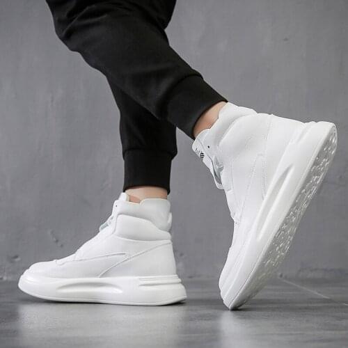 Men Casual Business Shoes High Top Lace-up Mens Platform Shoes Luxury Sneakers Off White Shoes for Men Leather Zapatos De Hombre