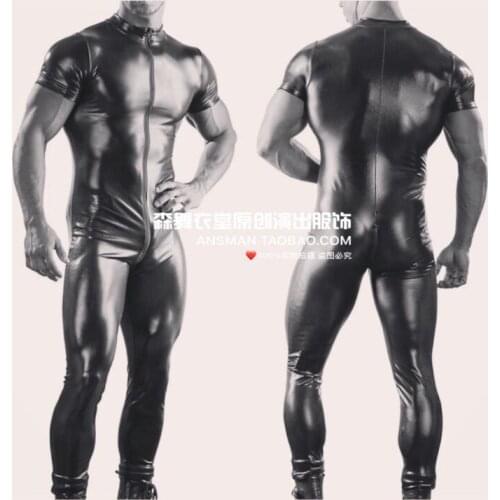 New Bars Parties Nightclubs Male Singers Clothes Dj Ds Gogo Sm Sexy Leather Zipper Jumpsuit Men Personalized Fashion Costumes