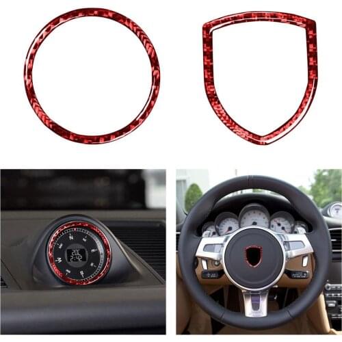 Hot Sale Carbon Fiber Car Steering Wheel Sticker Durable Car Sticker For Porsche MACAN Small Cayenne Interior Decoration Sticker