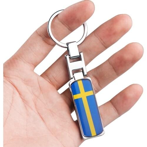 Newest Metal fashion Keychain Sweden National Flag Keyring for Volvo V70 XC60 S60 V60 V40 BMW Audi Seat Car accessories