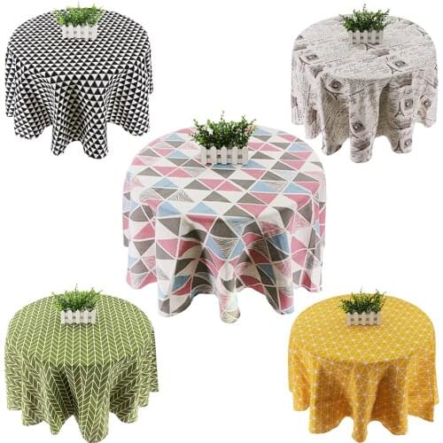 NEW 1 PC 150x150cm Round Tablecloth Wedding Dining Table Cover Tea Table Cloth Overlay Cotton Linen Tablecloth Home Decor