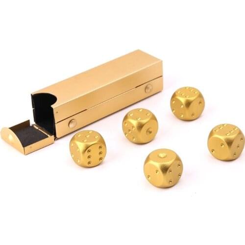New 5pcs 16mm Aluminium Alloy Dice Polyhedral Metal Solid Portable Dice Poker Party