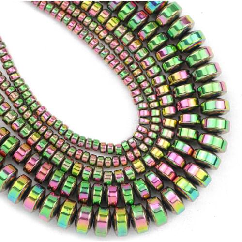 New Green Flat Cylinder Round Hematite Natural Stone 3/4/6/8MM Spacers Loose Beads For Jewelry Making Diy Bracelets Accessories