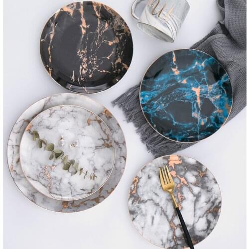 Nordic new style dinner plate marble pattern plate steakwestern tableware household dinner plate dessert plate