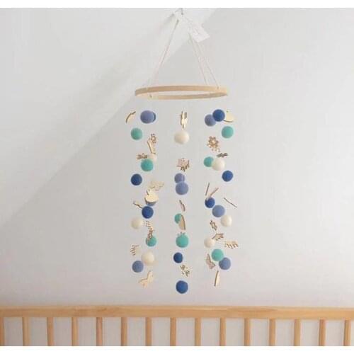 OOTDTY New Round Rainbow Hair Ball Wind Chimes Bed Bell Home Children Room Decoration Hanging Decor Baby Toys