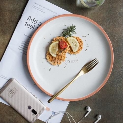 European style simple and creative orange ceramic plate home western restaurant steak fruit salad dish tableware