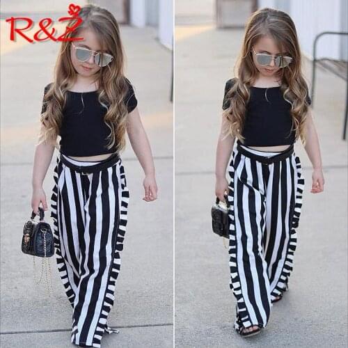 R&Z Childrens Set 2019 Summer New European and American Girls Set Sling Lace Top Embroidered Rose Jeans Two-piece Set