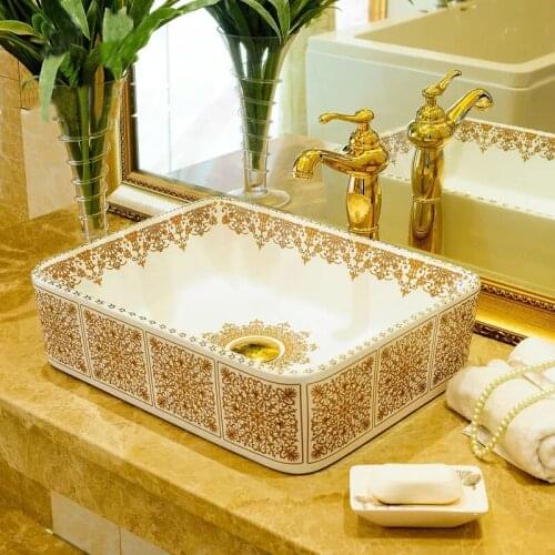 Luxury royal hot sale easy use porcelain basin for washing hands