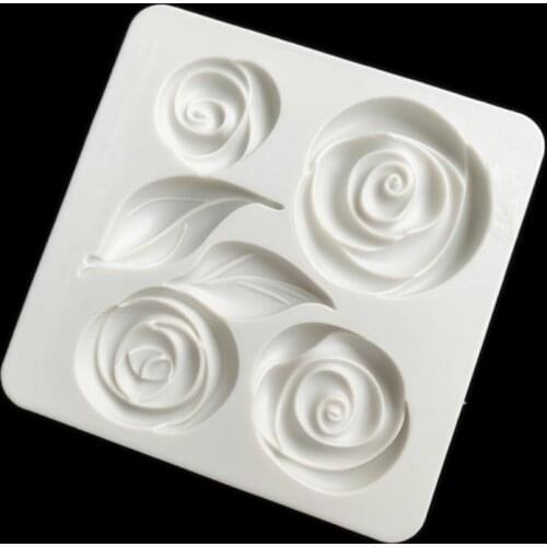 Fondant Large Rose Leaf Surrounding Border Silicone Mold 15-844