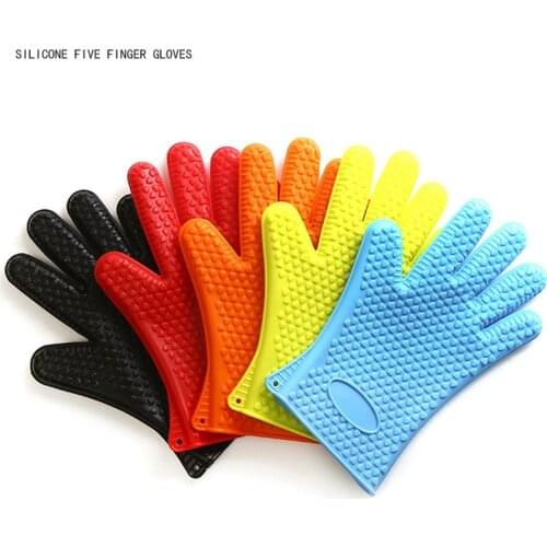 1pcs Silicone Roaster Gloves Microwave Oven Cooking Grill Mitten Kitchen Baking And Dishwashing Anti-scalding Waterproof Glove