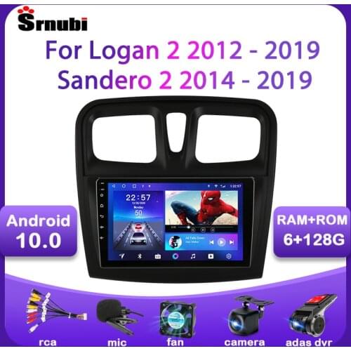 Srnubi Android 10 Car Radio for Renault Logan 2 2012-2019 Sandero 2 2014-2019 Multimedia Video Player 2 Din GPS 9" DVD Head unit