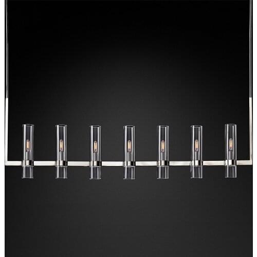 Retro LED Pendant Lights Modern Linear Stainless Steel Crystal Gold Chrome Black Chandelier Living Room Bedroom Lighting Fixture