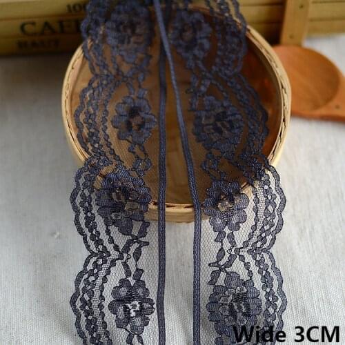 3CM Wide Tulle Taupe Mesh Embroidered Flowers Ribbon Lace Collar Cuffs Trim Soft Webbing Dress Curtains DIY Sewing Accessories