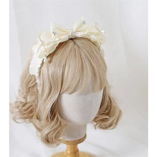 Gothic Lolita Cute Bow Handwork KC Headband Hair Accessories Vintage Princess Hair Band Headwear B1766