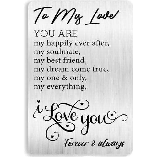 To My Love Engraved Wallet Card Inserts for Boyfriend Girlfriend, Love Note Cards for Graduation Christmas Gifts DIY Wholesale