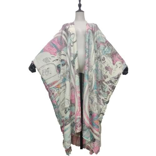 Colorful Printed Bohemian Summer 2021 Winni Fashionable SwimWear Kimono For Lady Traditional Dashiki America Outlet Kaftan