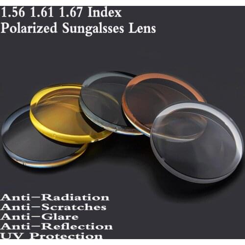 1.56 1.61 1.67 Index Aspheric Polarized Sunglasses Prescription Lens Myopia Presbyopia CR-39 Lens Hard Glasses Lens 2 PCS PS0004