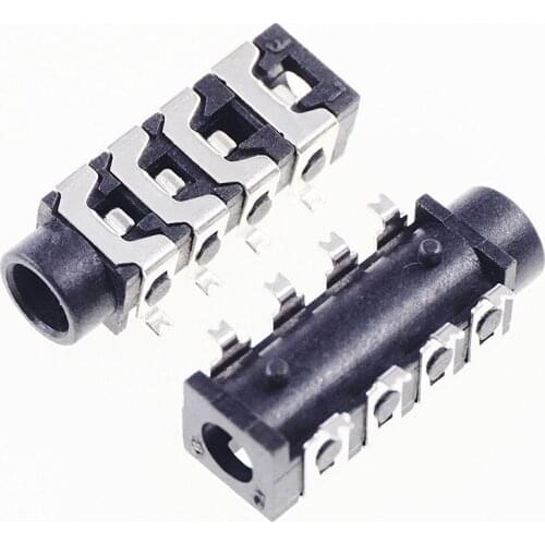 1000pcs Phone Jack 3.5mm 8 pin stereo socket for 4 pole audio plug SMT PCB reflow solderable right angle DC30V 0.5A