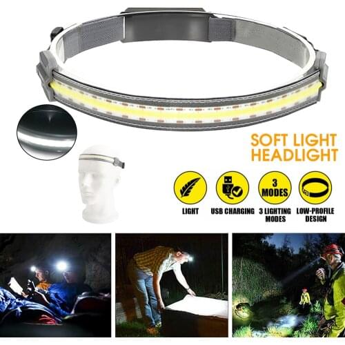 1200 mAh COB+LED Night Running Headlamp Flashlight Portable USB Red Light Warning Outdoor Running Headlight Bar Head Band Lamp