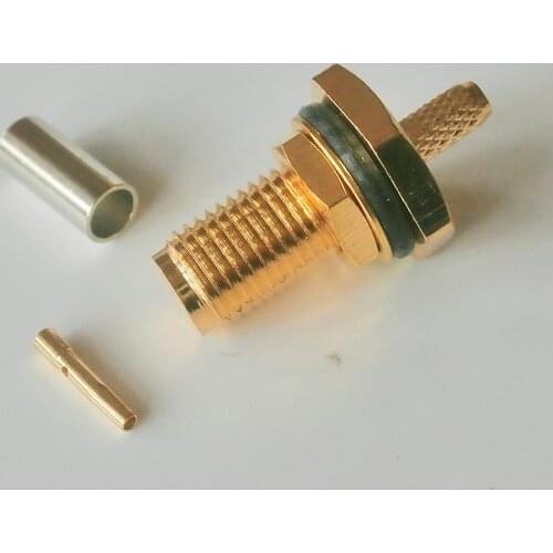 1X RF Connector SMA Female plug Crimp for RG316 RG174 RG179 LMR100 Cable With O-ring Waterproof Bulkhead Panel Nut Brass