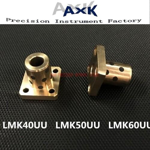 2019 AXK Lmk40uu Lmk50uu Lmk60uu Square Flange Linear Bearing Jdb Solid Embedded Graphite Self-lubricating Oil Copper Sheath