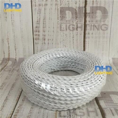 25meters white color vintage pendant lamp cable fabric textile wire cord