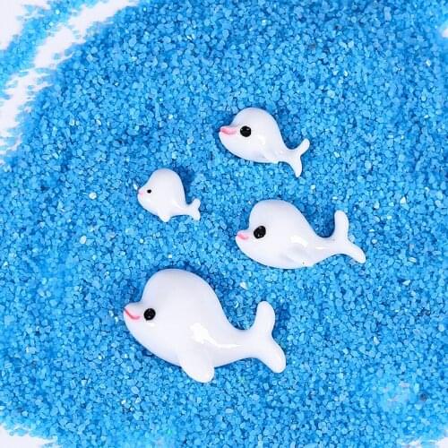 4Pcs Cute Mini Resin White Dolphins Patch DIY Handwork Art Materials Phone Shell/Hairpin/Earrings Pendant Headband Accessories