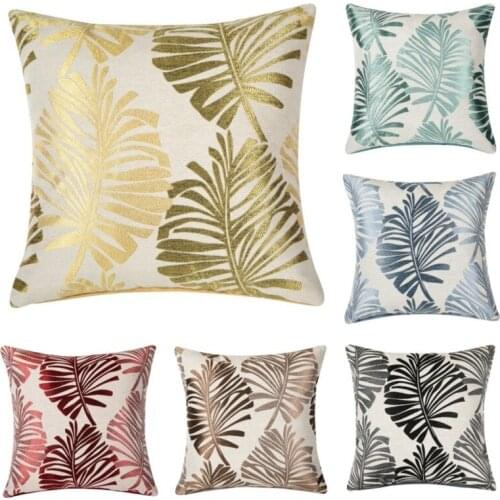 45*45 Tropical Leaf Cushion Case Plant Pattern Pillowcase Decorative Sofa Cushions Cotton Linen Jacquard Throw Pillows Covers