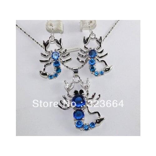 5 color-fine pink/red/blue/black zirconia Scorpion bless pendant earrings
