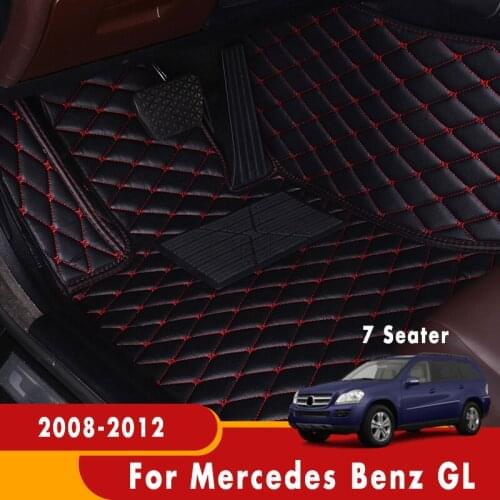 Car Floor Mats For Mercedes Benz GL 2012 2011 2010 2009 2008 (7 Seater) Leather Custom Carpets Car Accessories Interior Foot Pad
