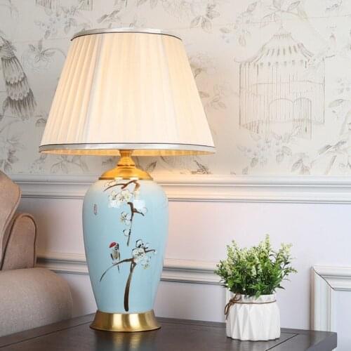 Free Shipping Ceramic Table Lamp for Bedroom Bedside Lamp Living Room Chinese Style Study Desk Lamp Home Decor 220v 110v E27
